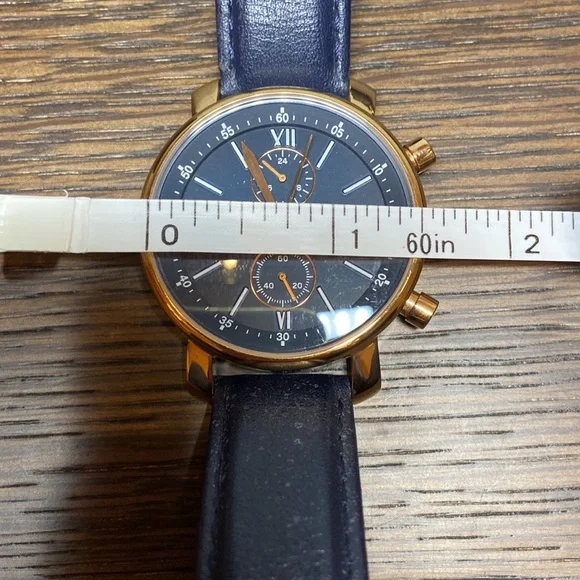 Gold Fossil men’s watch with blue strap - Picture 3 of 4